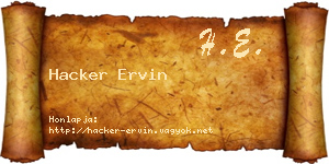 Hacker Ervin névjegykártya